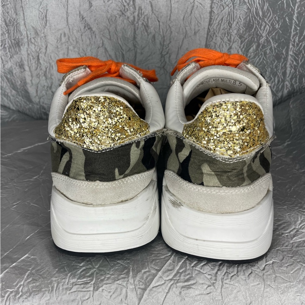 VICI Camo gold sparkle white sneakers with orange laces - Picture 7 of 12